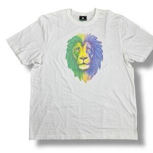 LRG Lifted Research Group XL White T-Shirt Lion Head Graphic Streetwear Skater